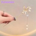Faux Pearl Hairpin Exquisite Chinese Style Hair Stick with Pearl Tassel Design Elegant Hair Accessory for Southeast Asian Ladies. 