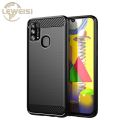 Leweisi Carbon Fiber Bumper Phone Case For Samsung Galaxy M31 / M31 Prime / F41 / M21S Back Cover Coque Shockproof Protective. 