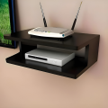 TV Cabinet Wall Shelves, Set Top Box Stand, Wi-Fi Router Holder, Wooden, (Black). 