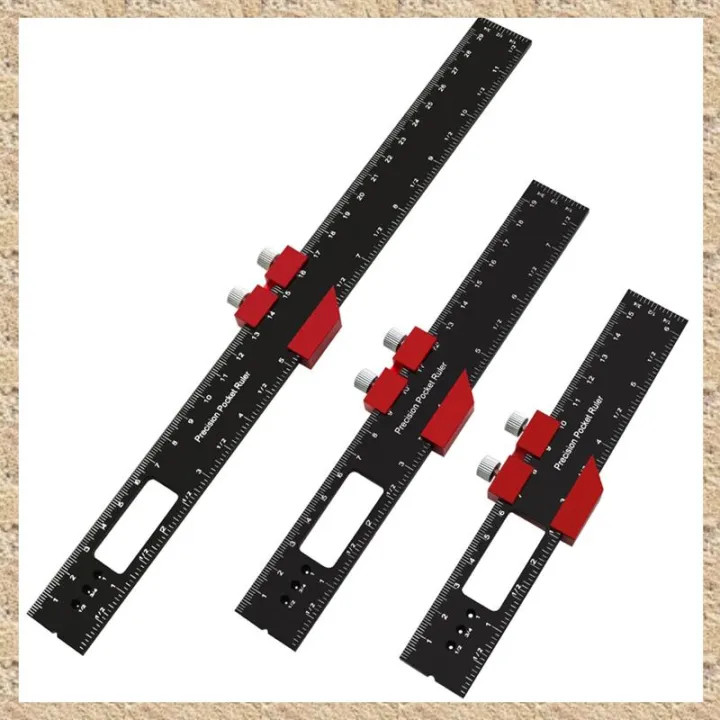 Woodworking Precision Pocket Ruler Aluminum Slide Ruler Inch & Metric T ...