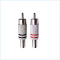 Metal RCA Lotus Male Welding Nickel-plated Audio AV Connector With Metal Spring Cable Protector Red Black E4. 