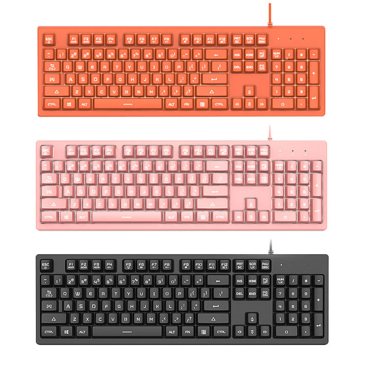 DSK100%20Wired%20Keyboard%20104%20Keys%20Office%20Gaming%20Keyboard%20Ergonomic%20Keyboard%20with%20Mechanical%20Hand%20Feel%20White%20Backlight%20Orange%20-%20Image%203