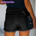 Women Denim Shorts High Waist Denim Shorts for Women Ripped Edge Hollow Out Multi Pockets Slim Fit Jeans for Party Club Soft Breathable Fabric Women Summer Shorts. 