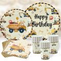 Construction Party Disposable Tableware Birthday Party Decorations Kids Boy Engineering Vehicle Theme Party Supplies Baby Shower. 