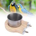 Bird Wooden Stand Bird Feeding Dish for Budgie Cage Accessories Small Animal 9.2cmx10cm. 