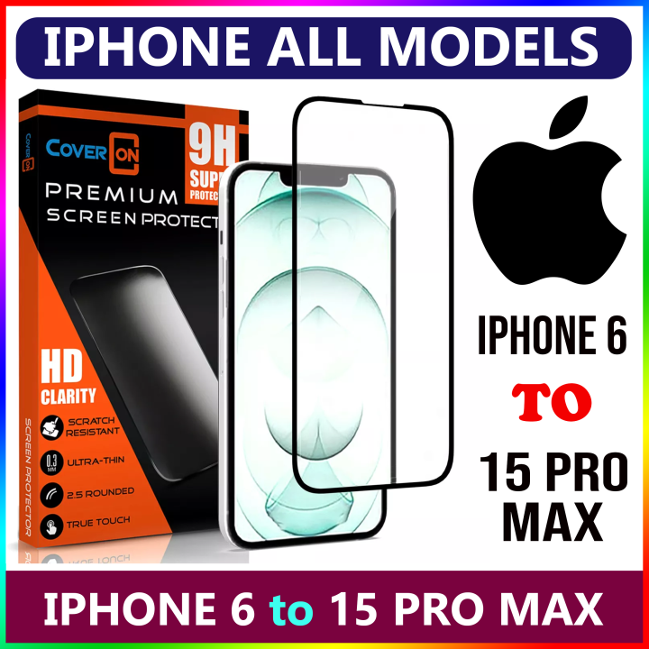 Apple iPhone 6 / 7 /7 plus / 8 / X / XS / XR / 11 / 11 PRO / XS MAX / 11 PRO MAX / 12 / 12 PRO / 12 MINI / 12 PRO MAX  / 13/ 13 PRO MAX / 14 / 14 PRO MAX / 15/ 15 PRO MAX - Super 9D Anti-Scratch Full Glue Tempered Glass / Screen Protector 9H Super edge