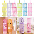 Foldable 3 Shelf Hanging Storage Net Kids Toy Organizer Bag Cylindrical Storage Basket For Home Wall Door Closet Store Baskets. 