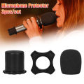 3Pcs/Set Black Microphone Protector Handheld Mic Protector Mic Foam Cover Silicone Ring. 