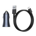 Baseus U+U 40W Golden Contactor Pro Dual Quick Charger Car Charger (With Baseus Simple wiring USB For Type-C 5A 1.0m) Dark Gray 6 Months Warranty. 