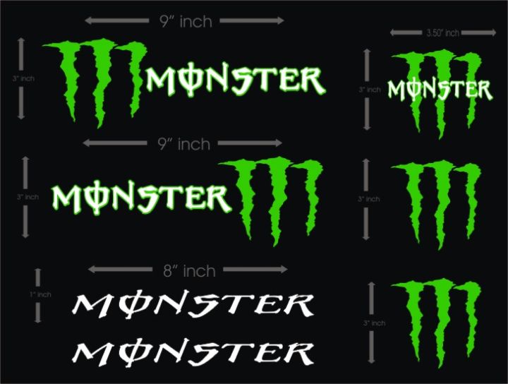 Monster%20Stickers%20For%20any%20Vehicle%20Motor%20bike%20Scooter%20bike%20Car%20Van%20Laptop%20Hell%20met%203Weele%20Luminous%20Reflective%20Stickers%20-%20Image%202