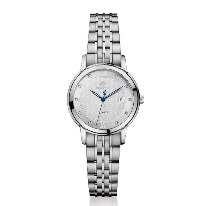 Swiss O Gu Sten authentic stainless steel luminous quartz watch waterproof ms.man stainless steel watches fashion lovers (SilverBlue)
