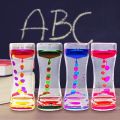 【MSH Double-color Hourglass Liquid Motion Bubbler Timer for Relaxing Therapy Relieves Stress and Increase Fidget Toy Blue and Pink. 