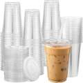Clear Disposable Plastic Cup with Lid Perfect for Weddings Birthdays Parties Camping Smoothies Milkshakes Coffee Cold Drinks. 