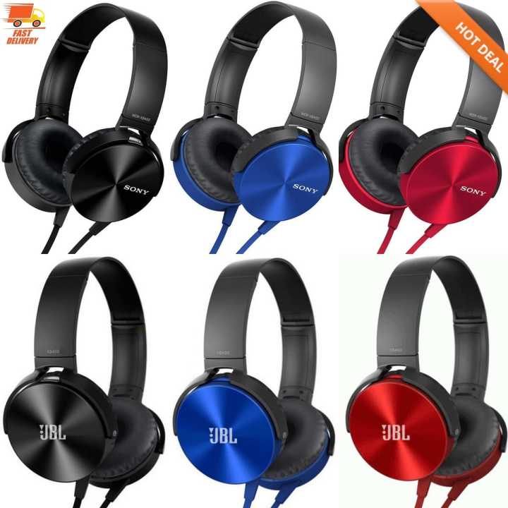 So-ny JBL Earphones Over The Head Headphones Hands free XB450 XB550 Extra Bass