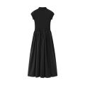 【ZOSR】Black Dress for Women Korean Style Short Sleeve Slim Fitting Retro Casual Longdress. 
