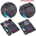8Pcs 3-Size Multpurpose Portable Desk Drawer Organizer Trays Durable Plastic Interlocking Storage Boxes Dividers Household Office Supplies. 