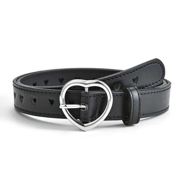 Children Faux Leather Belt Kids Cute Peach Heart Buckle Belts Girls Waist Belt