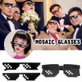 【HOT】 Funny Thug Life Sunglasses Pixel Funny Original Costumes Woman Male Vintage Pixel Black Mosaic Sunglasses Cool Funny Glasses. 