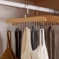 Multifunctional Wood Hanger  8 Hooks Underwear Scarf Sling Tie Storage Rack  Household Dormitory Clothes Drying Hangers  Wardrobe Organizer Accessories. 