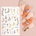 【ALLGOOD】3D Gradient Marble Nails Stickers Coloring Bloom Manicure Decals Golden Wave Stripe Slider Foil DIY Nail Art Accessories. 
