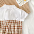 Gentle Baby Boys Summer Clothing Plaid Cotton Short Sleeved Infants Romper Casual. 