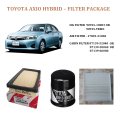 TOYOTA SERVICE PACK FOR TOYOTA AXIO HYBRID CAR OIL FILTER – 90915-10003 AIR FILTER – 17801-21060 CABIN FILTER – 87139-52040. 