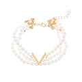 Qingwen Cross-Border New Arrival Multi-Layer Pearl Jewelry Set for Women ins Wind Europe and America Creative Design V Necklace Bracelet Set. 