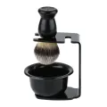Beard Shaving Brush Comes with Bracket Soap Mug Soft Bristles Hair Salon Barber Soap Foam Shave Men Facial Cleaning Tools. 