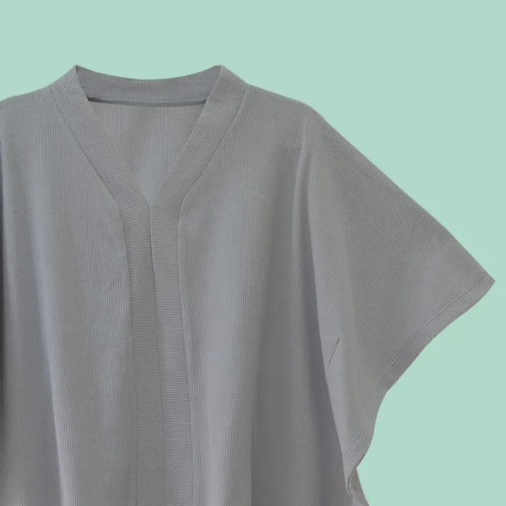 Top%20Summer%20Korean%20Style%20Extra%20Large%20Size%20Baggy%20Stretchy%20Waffle%20Fabric%20190%20Gsm%20Bat%20Sleeve%20Tee%20Women's%20Clothing%20Loose-Fitting%20Batwing%20Sleeve%20Waffle%20Crop,%20Hip%20Pop%20Leader%20Top%20Shirt%20Blouse%20Western%20Style%20Blouse%20Ladies%20Short%20Sleeve%20Clothing%20T-Shirt%20In%20Ash%20Colour%20-%20Image%209