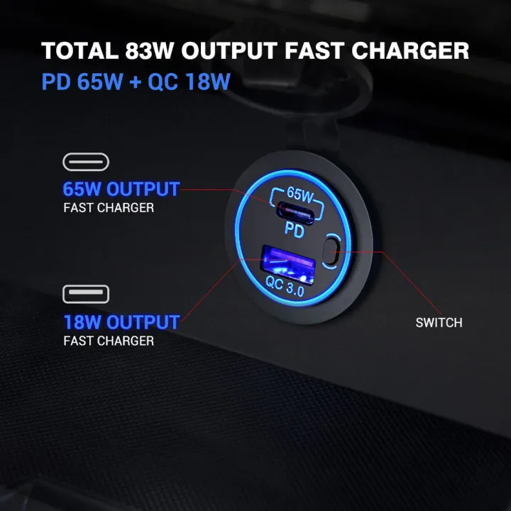 83W%2012V%20USB%20Outlet%20Laptop%20Charger%2065W%20USB-C%20PD3.0%2018W%20QC3.0%20Multi%20Car%20USB%20Port%20Socket%20Waterproof%20with%20Power%20Switch%20For%20RV%20Car%20-%20Image%203