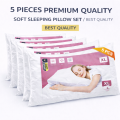5 Pcs Soft Sleeping Pillow Set XL, XXL – Premium Quality, Breathable & Durable, Comfortable Bed Pillows for Home & Hotel. 