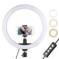 10 Inch Selfie Ring Light, LED Ring Light with Tripod Mount and Phone Holder, Desktop Circle Light for YouTube Video, TikTok, Live Stream, Makeup - Beauty Ring Light for iPhone and android cell phone. 