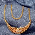 Gold Plated Traditional Bridal Sawadi Pendant With 04MM Bismark Chain Long For Women. 