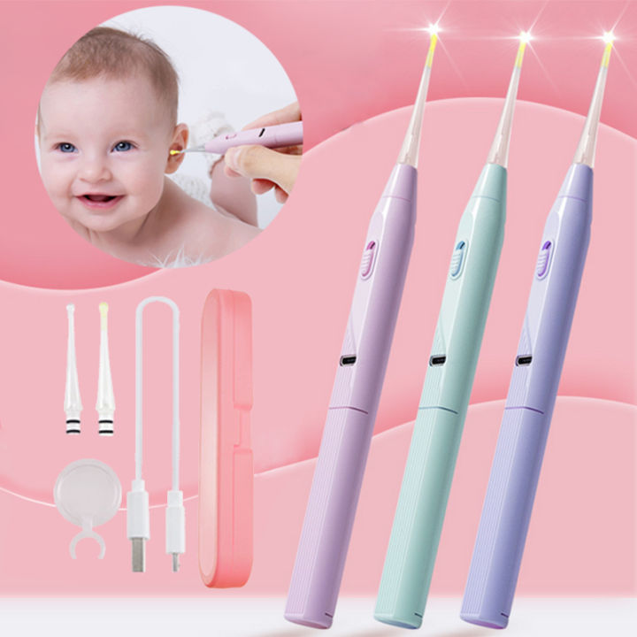 Baby Ear Cleaner Ear Wax Cleaner Picker Infant Ear Cleaner With Led Light With Soft Silicone Tip