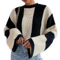Yfashion Women's Striped Color Block Long Sleeve Sweater Oversized Outfits Knit Pullover Tunic Tops. 