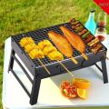 Bbq Grill Machine Outsoor portable Folding Grills Stainless steel Small Barbecue Stove Charcoal BBQ Grill Patio Camping Picnic Burner Foldable- Black. 