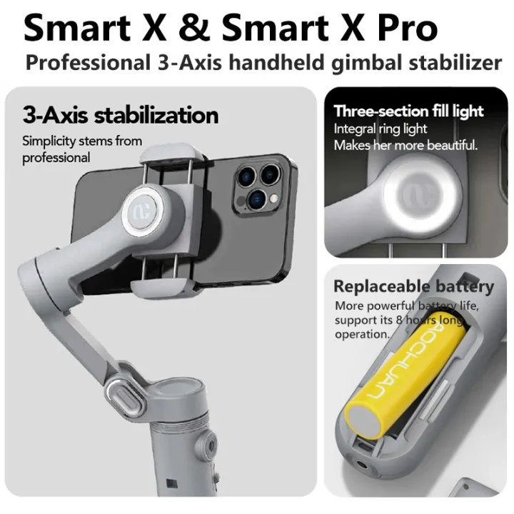 AOCHUAN%20Smart%20X%20Pro%203-Axis%20Foldable%20Handheld%20Gimbal%20Stabilizer%20with%20Fill%20Light%20Wireless%20Charging%20For%20Smart%20Phone%20Action%20Camera%20-%20Image%204