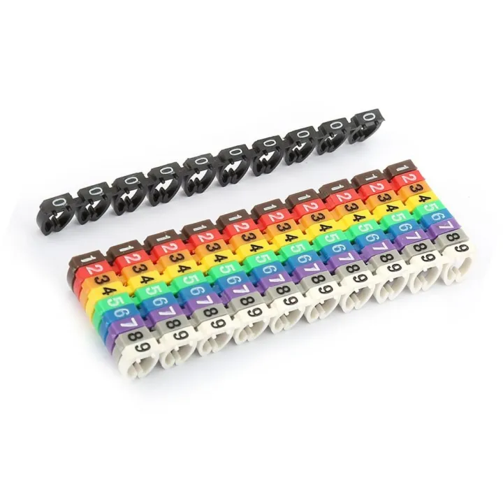 100 PCS Boxed clamp-on Wire Markers 0-9 Coded Color Coded Cable Marker