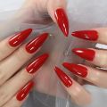 Stiletto Mirror Red Light Gossy Red Color Fingernails Sharp Nails Art Medium Size Wholesale Manicure Full Cover With Tabs. 