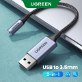 UGREEN USB to 3.5mm Audio Jack, USB A Sound Card Adapter Support Mic TRRS Headphone DAC Chip USB to Aux Nylon Braided Cable Compatible with Windows Mac Linux PC Laptops PS5 PS4 Switch Speaker 9.8 Inch. 