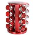 20 Jars Rotating Kitchen Maroon Spice Rack Stainless steel. 