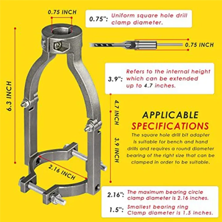 Stainless%20Steel%20Square%20Hole%20Drill%20Bit%20Adapter%20for%20Installation%20and%20Disassembly%20-Mortising%20Attachment%20for%20Drill%20Press,%20for%20Drill%20Machines%20-%20Image%207