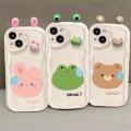 Casing For OPPO A18 A98 A78 A58 A79 5G A58 A38 4G A94 F17 F19 F11 F9 Reno 5 6 7 4 Pro Phone Case Soft Silicone Wavy Texture 3D Cute Rabbit Bear Frog Ear Doll Cute INS Back Cover Camera Protective TPU Shockproof Cartoon Luxury Full Protection. 