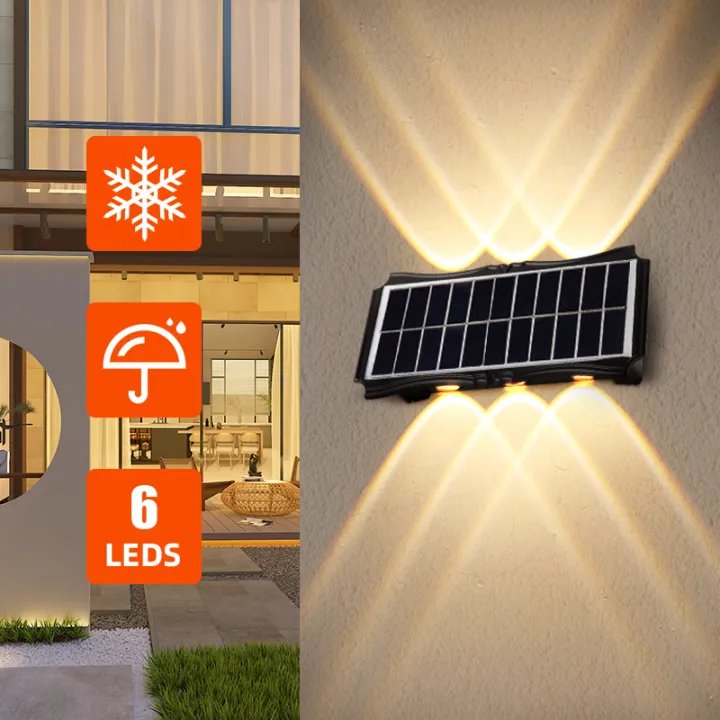Solar Led Wall Lights Outdoor Waterproof Wall Lamp Warm Light Fixture For Garden Balcony Yard Decoration Solar Powered Lights