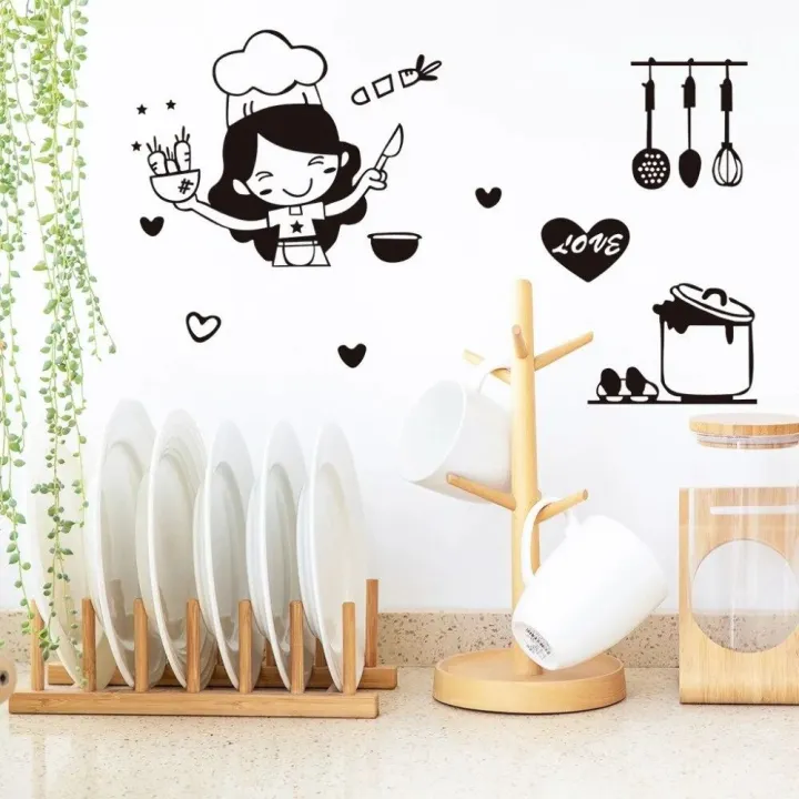 Waterproof%20Cartoon%20Happy%20Girl%20Chef%20Sticker%20Cute%20Black%20Loves%20Cooking%20Wall%20Sticker%20Non-toxic%20PVC%20Kitchen%20Decal%20Kitchen%20-%20Image%207