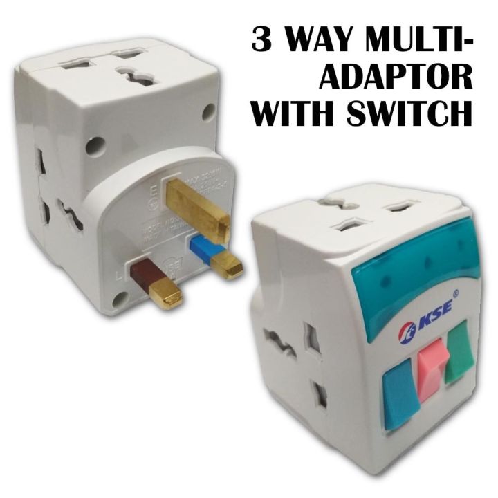 3 Way Adapter Multi Switch Socket Adaptor With LED Indicator 3 Switches Neon Light