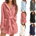 Winter Robe Ladies Dressing Gown Fluffy Bathrobe Hooded Bathrobe Pyjamas Women Bathrobe Winter Pyjamas. 