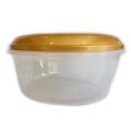 Transparent Plastic Biscuit Box Bread Grain Food Storage Container with Very Good Sealed GOLD Lid. 