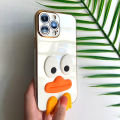 Phone Case For Tecno Spark 8C Cute cartoon silicone big eye duck patch mobile phone case electroplating TPU soft shell lens full bag fall proof wear resistant waterproof mobile phone back cover boy girl square box mobile phone protective case. 