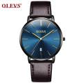 relo water proof  ultra-thin quartz watch Leather waterproof fashion men's business watch multiple colors. 